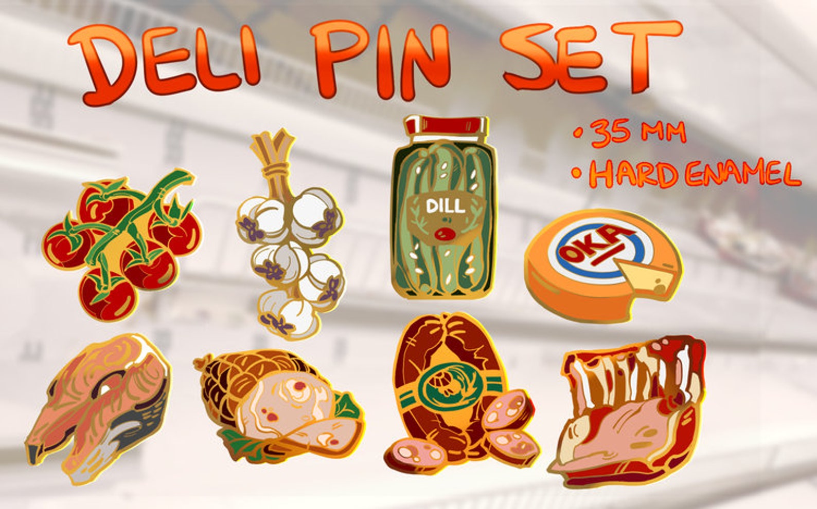 DELI PINS SET 1.5 inch Food Hard Enamel Pin | Etsy