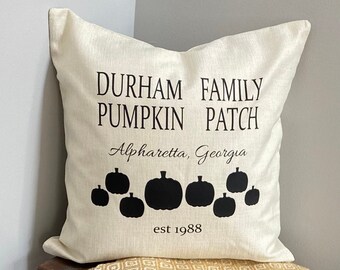 Personalized Pumpkin Patch Pillow Cover | Fall Pillow Cover | Personalized Family Pillow Cover @madebywildflowerdsgn
