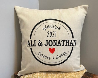 Personalized Anniversary Pillow Cover | Wedding Date Pillow Cover | Personalized Couples Pillow Cover | Wedding Gift @madebywildflowerdsgn