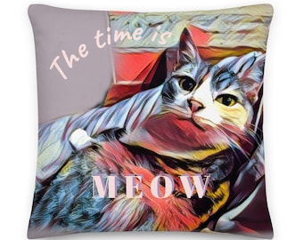 The Time Is Meow, Almofada de gato, Almofada de gatinho, Almofada de gatinho