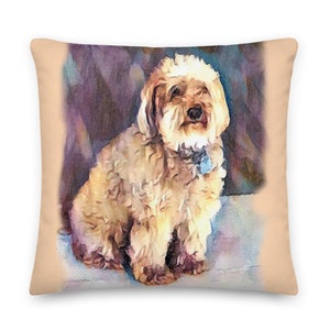 Stella The Golden Doodle Pillow, Dog Pillow, Custom Pillow, Golden Doodle Gift, Golden Doodle Decor, Christmas Gift