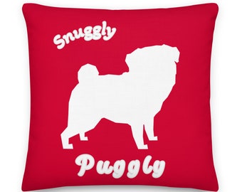 Almohada Puggly acurrucada - Almohada Pug de dos caras, almohada Pug, lindo regalo Pug, almohada divertida Pug, decoración Pug