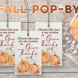 Thanksgiving Give Thanks Popby Tag for Client Gifts - Instant Download