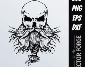 Crânio com Barba #2 Crânio Viking SVG Vetor Arte Digital