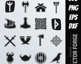 Ícones com tema viking, arquivo digital SVG nórdico