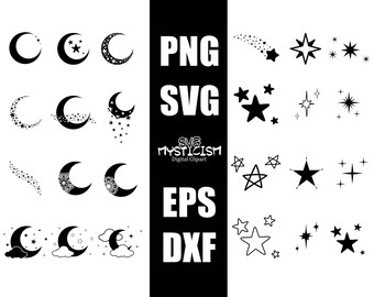 Mystic Moons and Stars Bundle SVG Vector Files