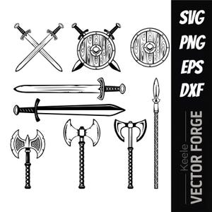 Medieval Weapons Viking Axe Shield Sword SVG Vector Digital Files