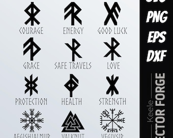 Bindrunes Runas e Símbolos Nórdicos Vikings - Clipart Vetorial SVG