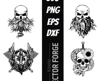 Pacote de arquivos SVG com tema viking e caveira barbuda