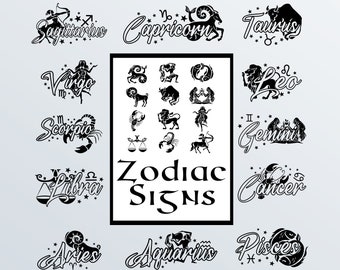 Arquivos Digitais Vetoriais SVG com Símbolos dos Signos do Zodíaco