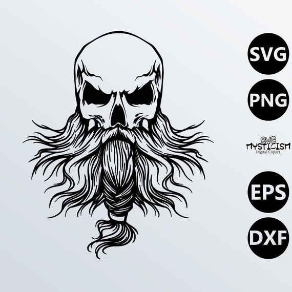 Vector Stencil Print Eps Png Dxf skull viking SVG Cut File ...