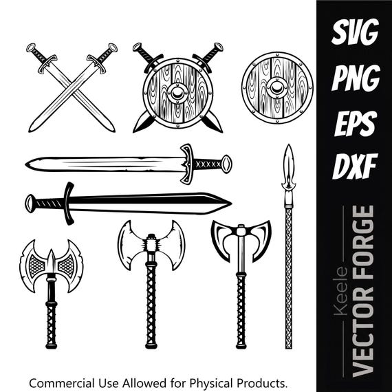 Medieval Weapons Viking Axe Shield Sword SVG Vector Digital Files