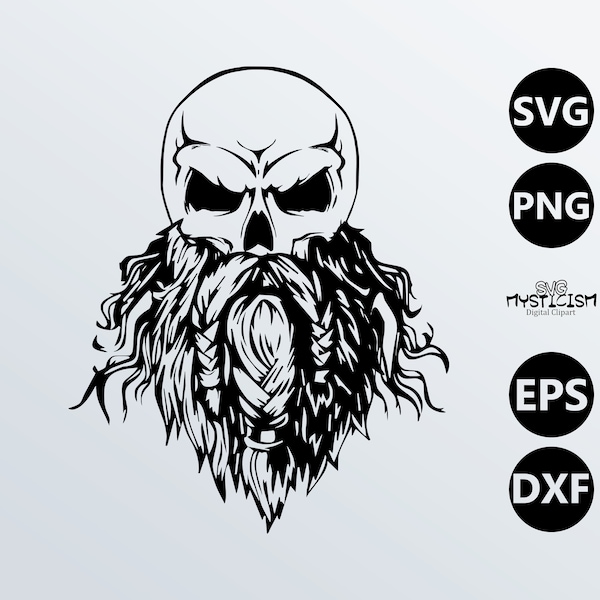 Skull with Beard Viking Skull SVG Vector Digital Art