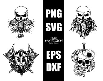 Bearded Skull Viking Theme Skull Bundle SVG Files