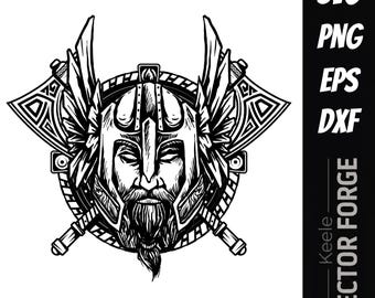 Arquivo digital vetorial SVG de cabeça e escudo viking