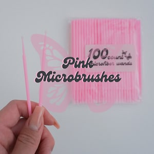 Pink Disposable Microfiber Brushes Lip Gloss Wands | Make Up Lash Brush Lipstick Applicator for Eyelash Extensions Beauty Tool Kits
