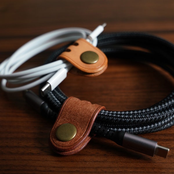 Handmade Leather Cord Organiser, Cable Holder, Cable Organiser - Slow Lyfe