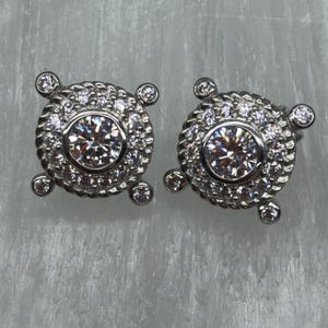 Judith Ripka Sterling Silver & CZ Clip-On Earrings 3/4” – Designer Jewelry