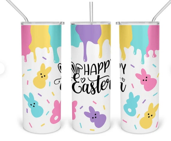 Happy Easter Tumbler, Easter Tumbler, Easter, easter bunny, bunny tumbler,  drip tumbler, 20oz tumbler