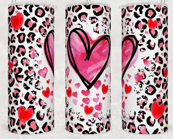 Red Hearts on Pink Tumbler