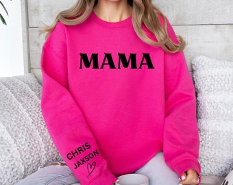 Sudadera de mamá, regalo para mamás, regalo del día de la madre, sudadera con nombre de niños, sudadera de tendencia, cuello redondo, mamá, mamá, regalos