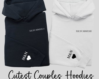 Personalized Couple Hoodies, Roman Numeral Hoodies, Anniversary Gifts, Valentine's Day Gifts, Couple Gifts, Gifts For Him/Her, Matching