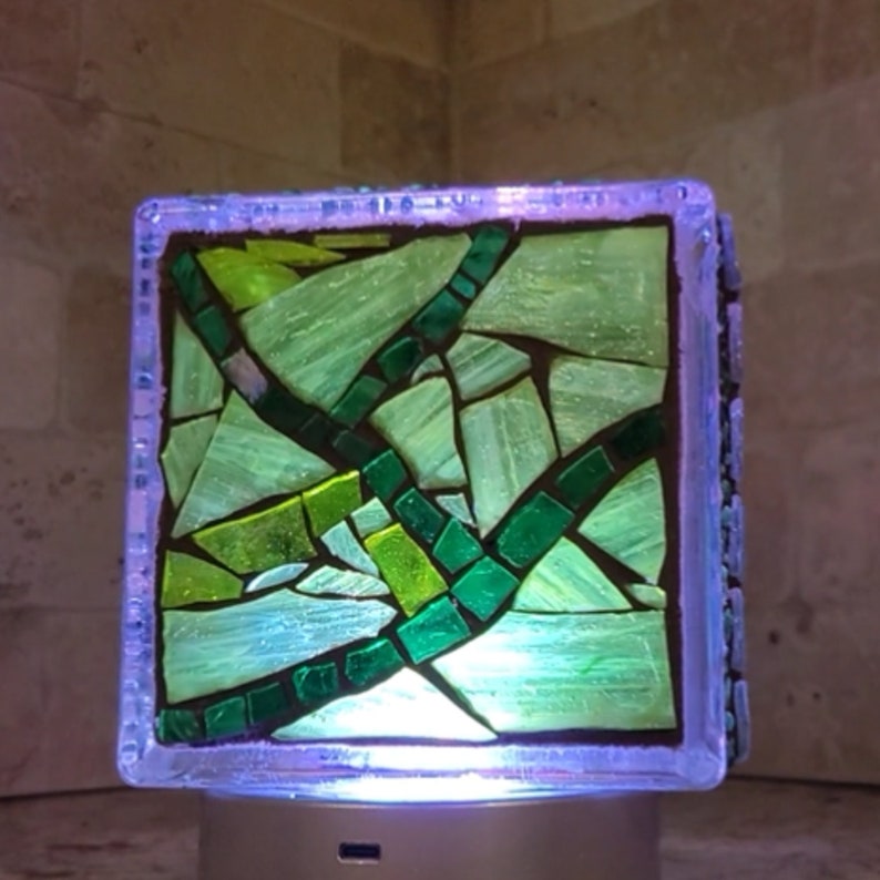 Mosaic Artstained Glasslightboxnight Lightmixed Mediagreen Vine