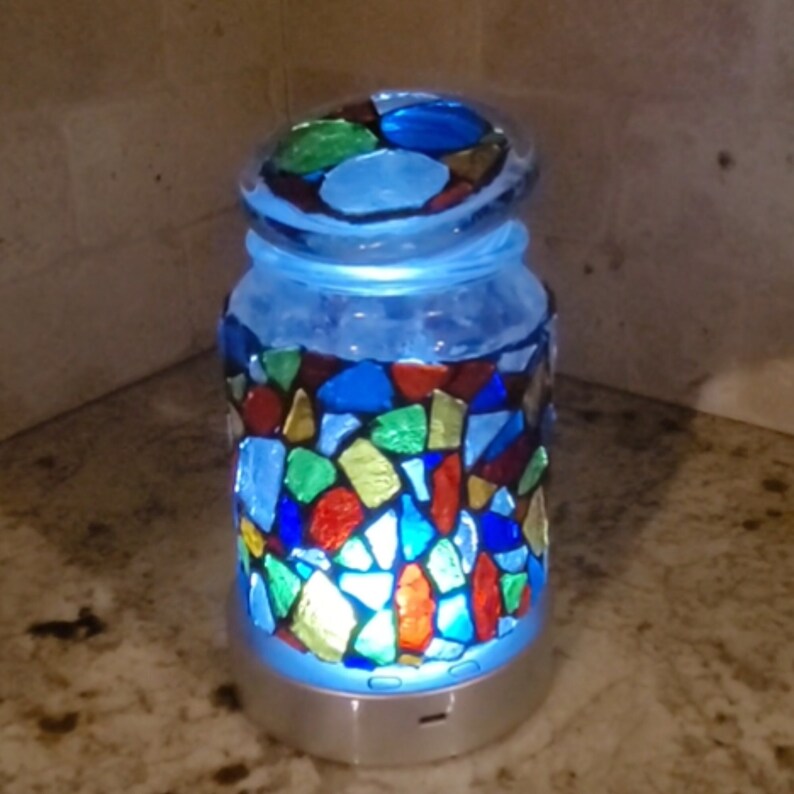 Mosaic Artstained Glasslightboxnight Lightmixed Etsy