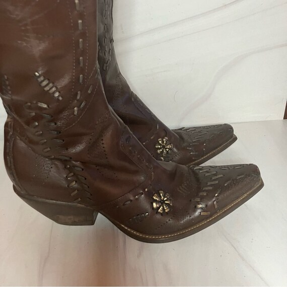 Vintage Y2K BCBG Western Boots Brown Leather 8