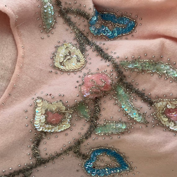 Vintage 80s Beaded Sweater Pastel Small - image 6
