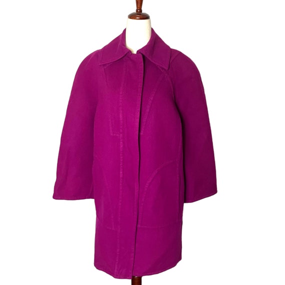 Vintage Gianfranco Ferre Magenta Wool Car Coat 40 