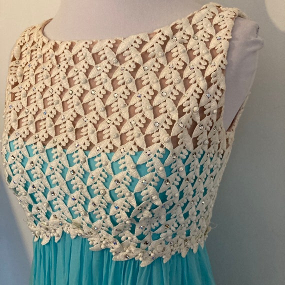 Vintage 60s Lillie Rubin Crochet Chiffon Maxi Gow… - image 4