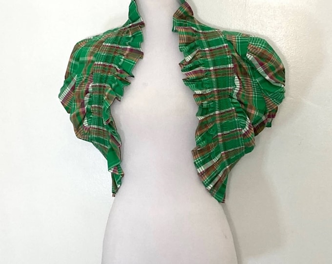 Vintage 1970s Cottagecore Plaid Bolero Small Medium