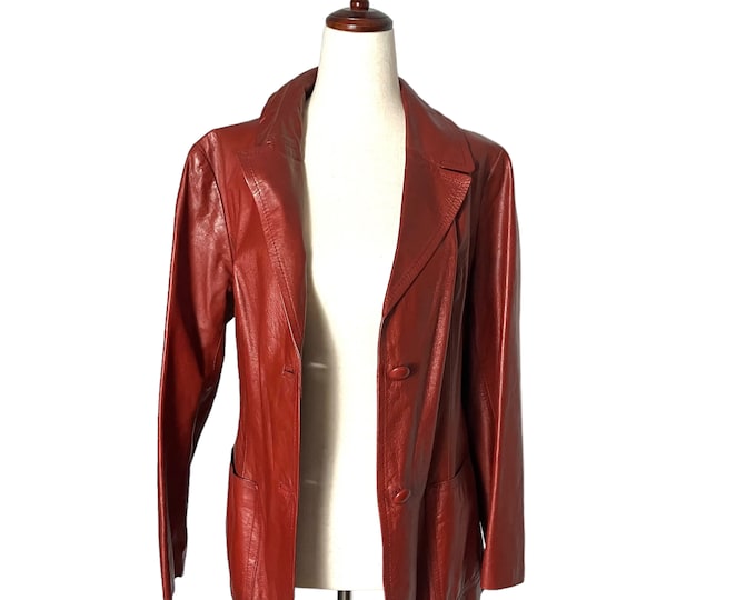 Vintage 70s Augusto Gonzalez Leather Blazer Medium