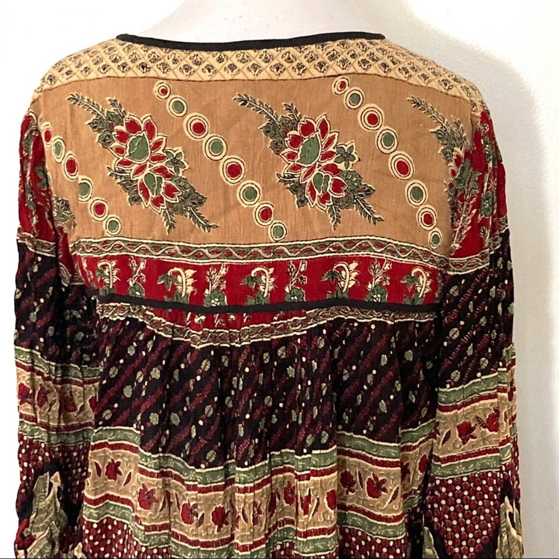Vintage Indian Cotton Peasant Blouse Medium Etsy