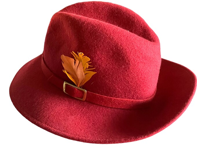 Vintage Lancaster Wool Fedora Red