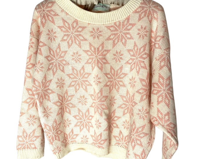 Vintage 80s Snowflake Sweater Glamour Knit Medium