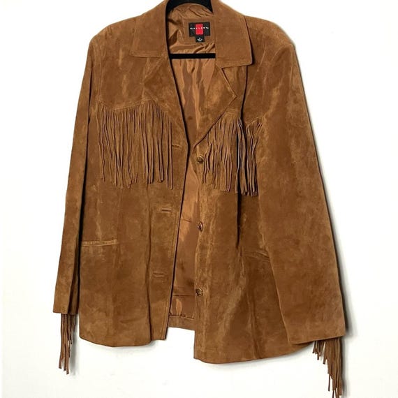 Womens leather gallery fringe Gem