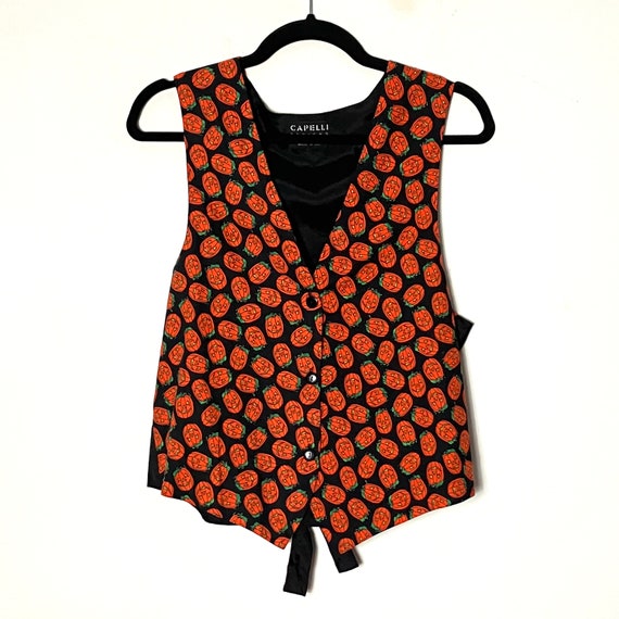 Vintage 90s Halloween Pumpkin Vest M/L - image 3