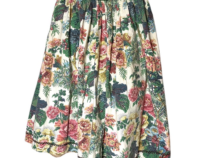 Vintage 50s Ribbon Belt Circle Skirt Lisieres Fleuries Paul Dumas Floral Fabric Large
