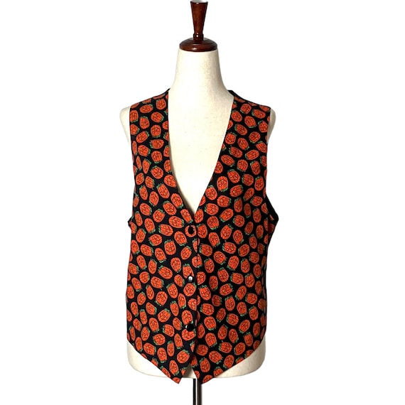 Vintage 90s Halloween Pumpkin Vest M/L - image 1