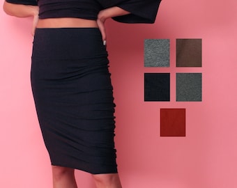 SALE - Limited Edition - Slim Fit Skirt - Knee Lenght - Knitwear Skirt - Elastic Skirt - Multi Color Choice - J Form