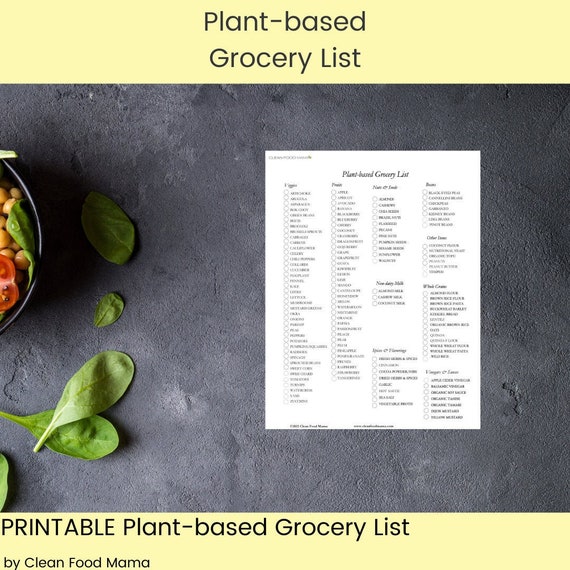 Paper &amp; Party Supplies Design &amp; Templates Plant-based Grocery List ...