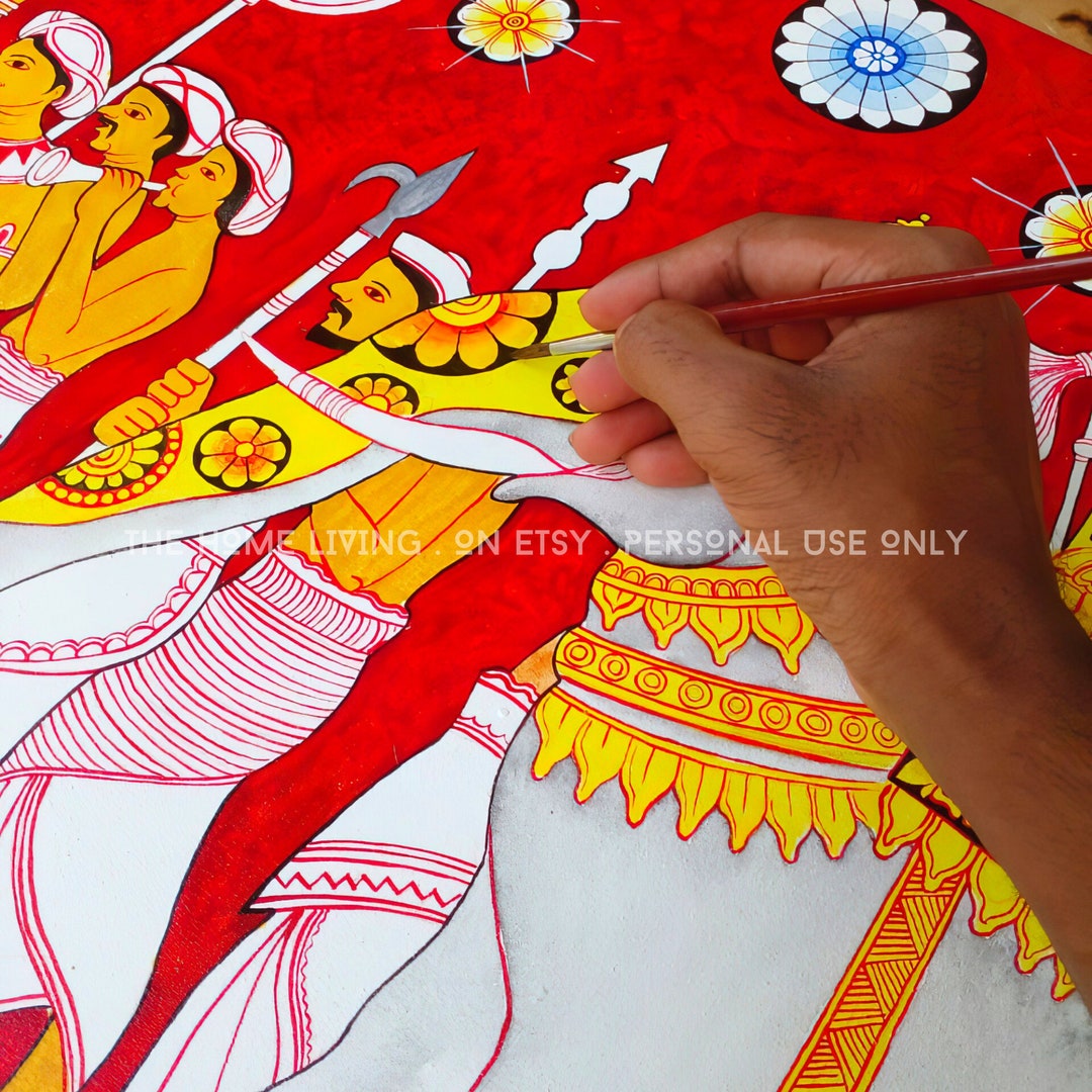 Sri Lanka Traditional Painting Kandy Perahara an Elephant Wall Art