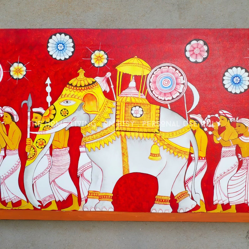 Sri Lanka Traditional Painting Kandy Perahara an Elephant Wall Art