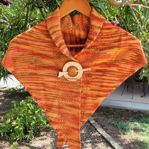 soft sunset alpaca hand-knit triangular shawl
