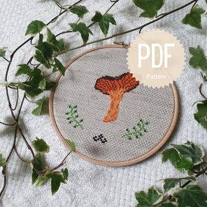 PDF Hand Made Chanterelle Mushroom Cross Stitch Pattern