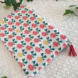 Trousse d'école cousue main motif radis rouge et blanc
