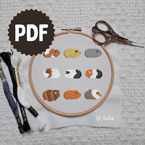 PDF Patron broderie point de croix cochons d'inde Fait Main