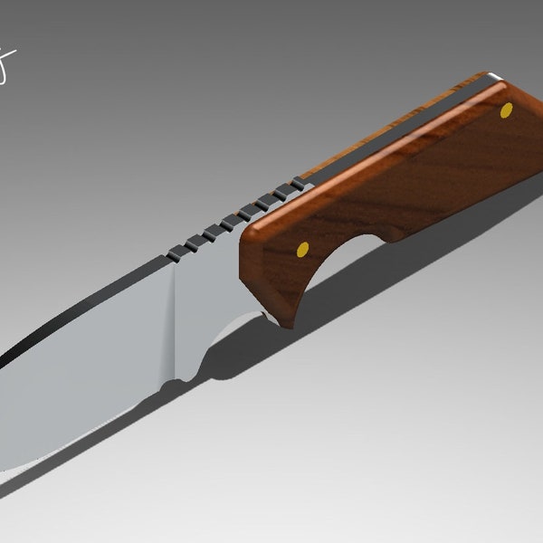 Bushcraft Knife Template CY183 ready for cutout, laser plasma cutting, knife making, template,  vectorel, dwg, dxf, stl, ai